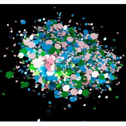 Decor pentru unghii NADP042LL cu paiete hexagonale Amelie pentru decor unghii APH38 Silver-Blue-Green 1-3mm